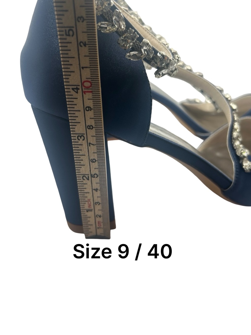 Women's Navy Jeweled Ankle-Strap Pointed Heels - Picture 4 of 5